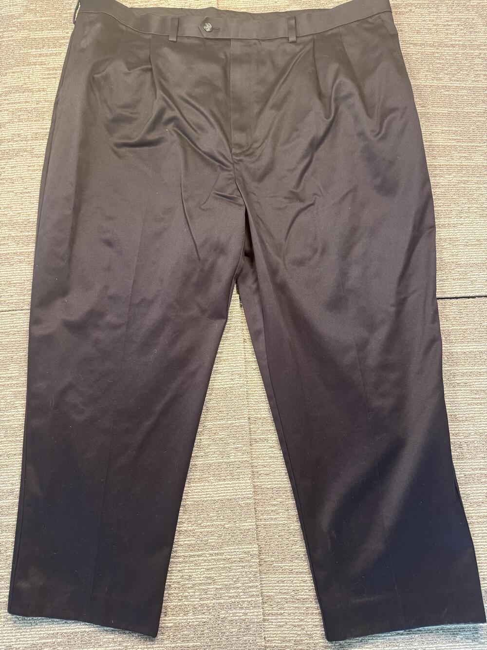 Roundtree & Yorke Dress Pants Mens 46x29 Black Pleated Classic Fit Straight Leg
